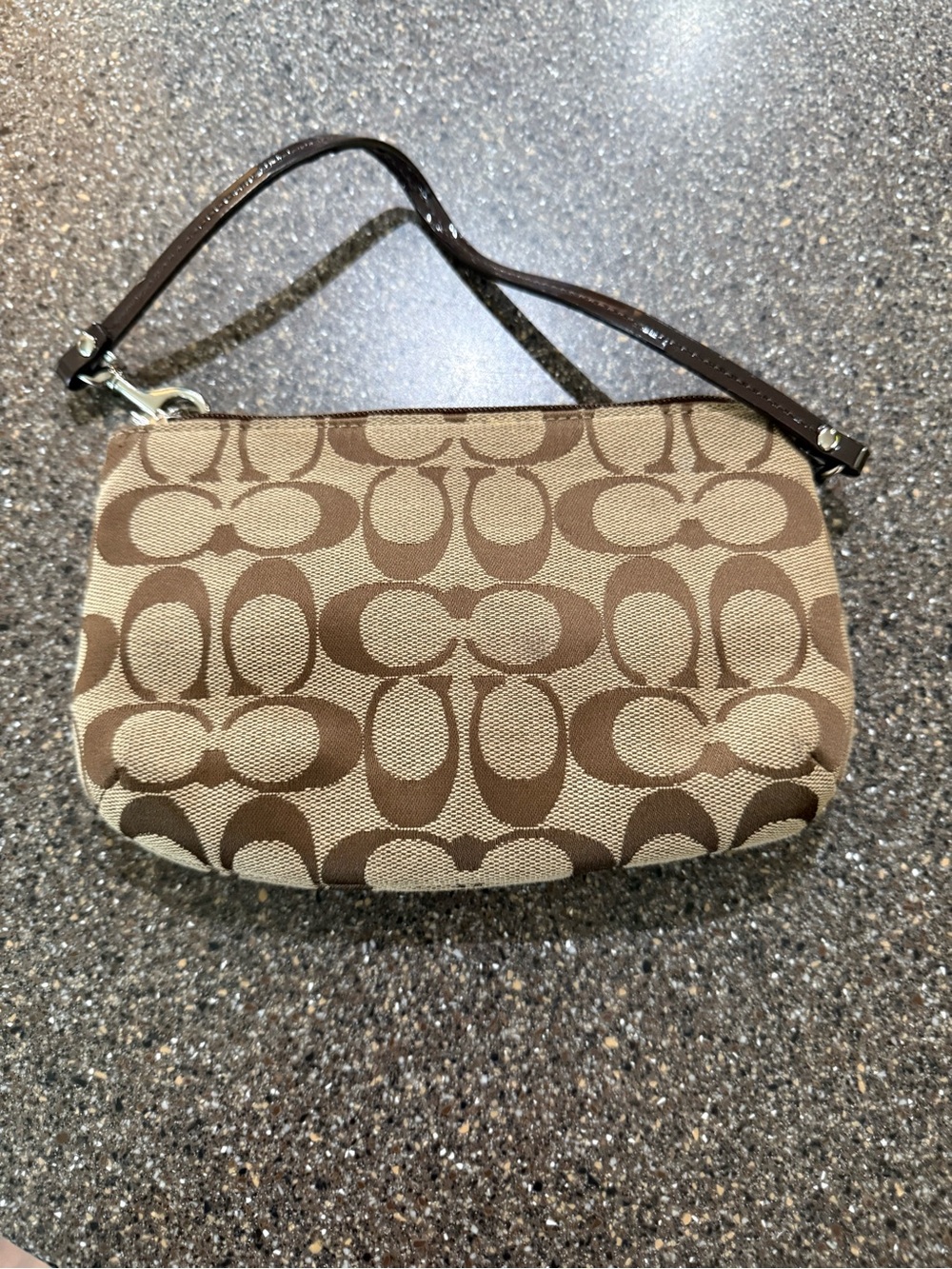 COACH Signature Monogram Brown Wristlet - Picture 2 of 6